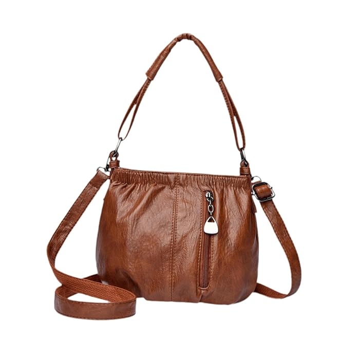 Real Leather Crossbody Bag Luxe Textured Finish Practical Multi-Compartment Blessing Bag