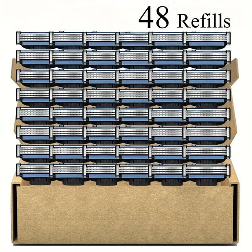 48pcs 3-Layer Men'S Shaver Blades