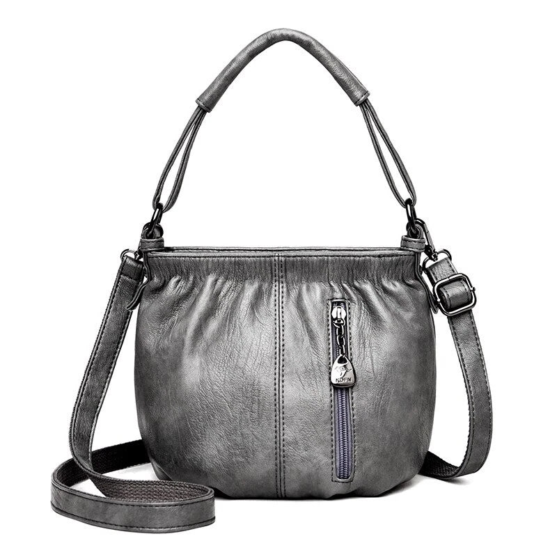 Real Leather Crossbody Bag Luxe Textured Finish Practical Multi-Compartment Blessing Bag