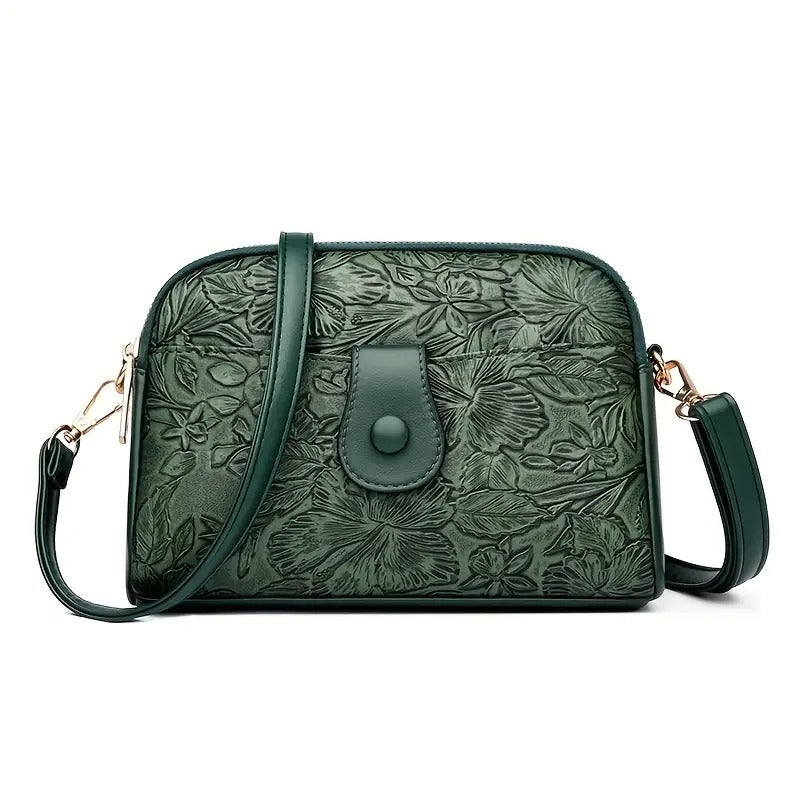 Embossed Floral Crossbody Bag for Women