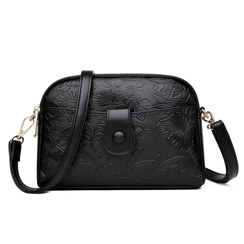 Embossed Floral Crossbody Bag for Women